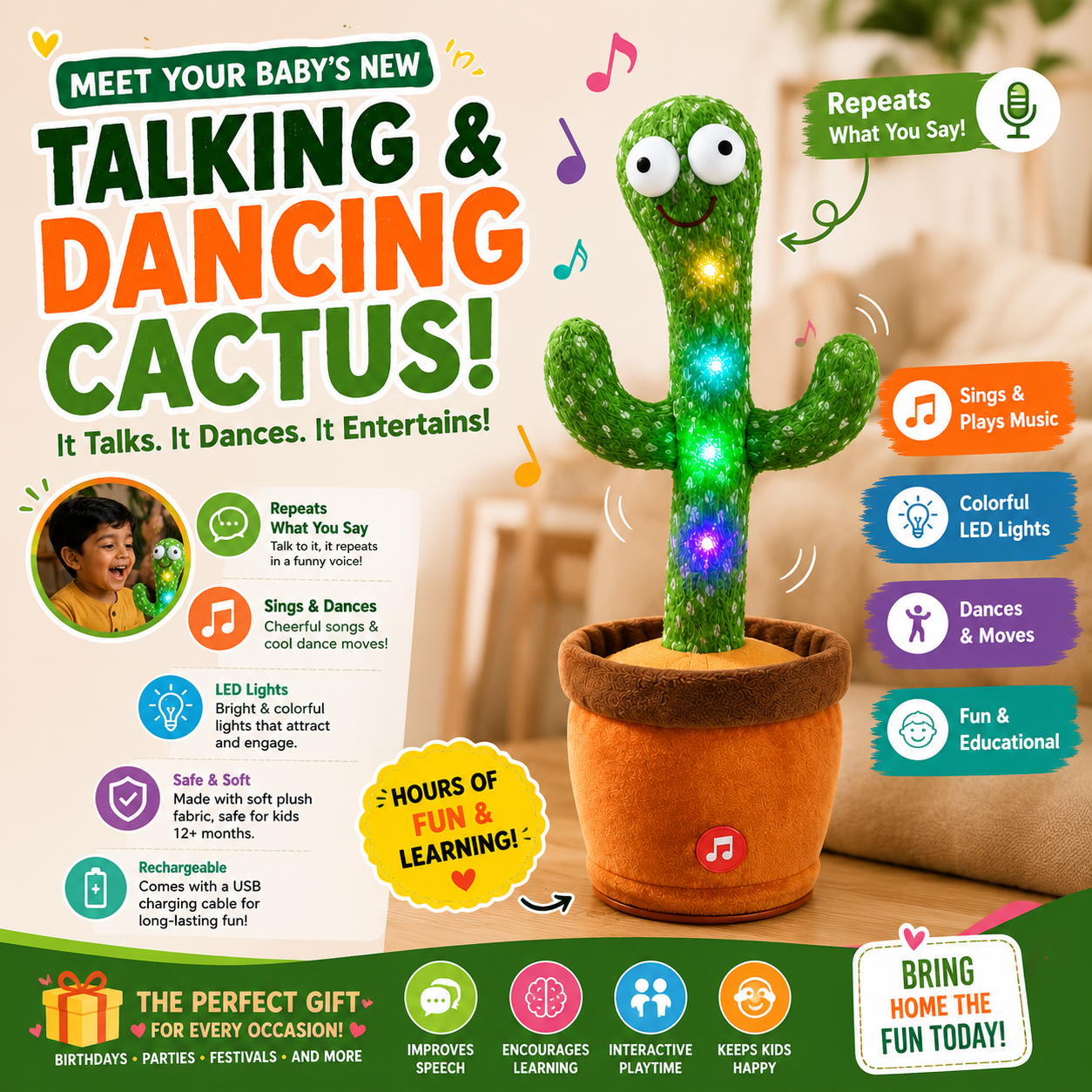 Talking & Dancing Cactus Toy ⭐