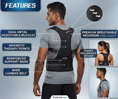 Posture Corrector Belt Unisex | 100X Zoom Magnetic Therapy Support