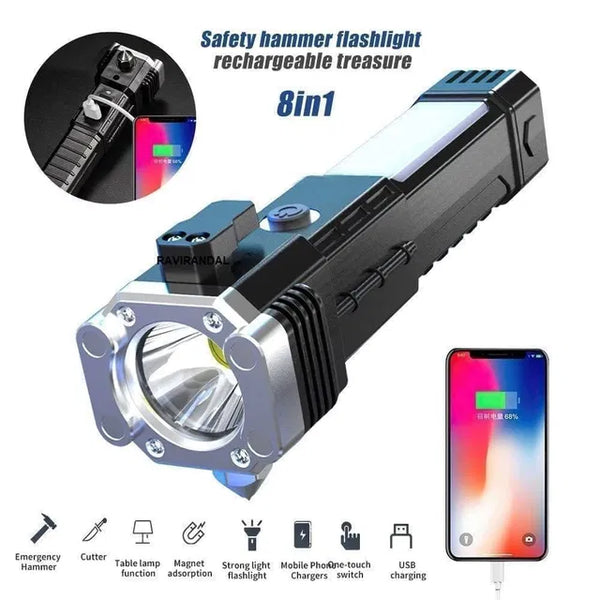 8-in-1 Rechargeable LED Emergency Flashlight